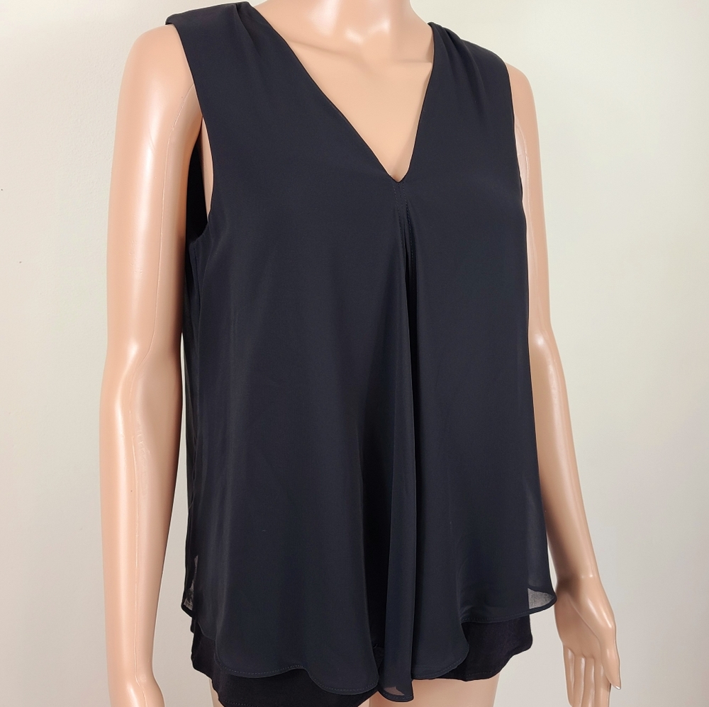 Calvin Klein Black Chiffon sleeveless blouse NWT